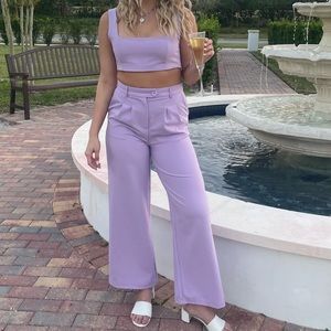 Princess Polly Lilac / Lavender Two Piece Pant Crop Top Set